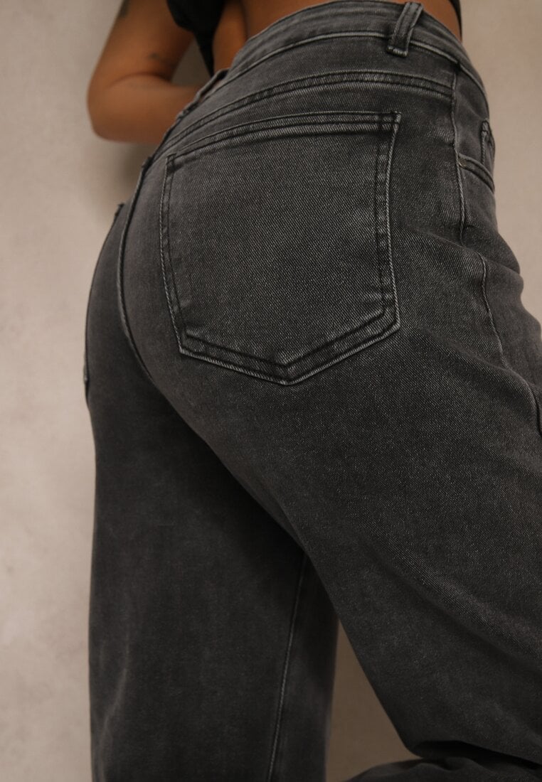 Szare Jeansy Wide Leg High Waist Mevandria