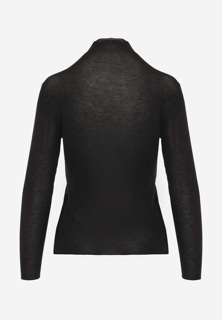 Czarna Wiskozowa Bluzka Longsleeve Golf z Kaszmirem Vidara