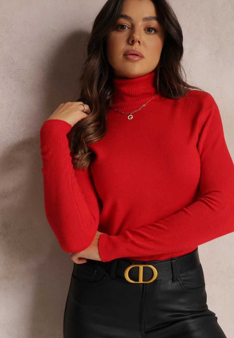 Czerwony Golf z Bawełną w Klasycznym Stylu Reiredia