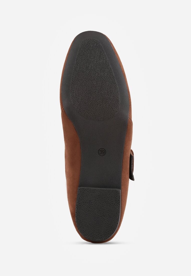 Brązowe Balerinki Vices w Krowie Łaty w Stylu Mary Jane ze Skórzaną Wkładką Rilaneia