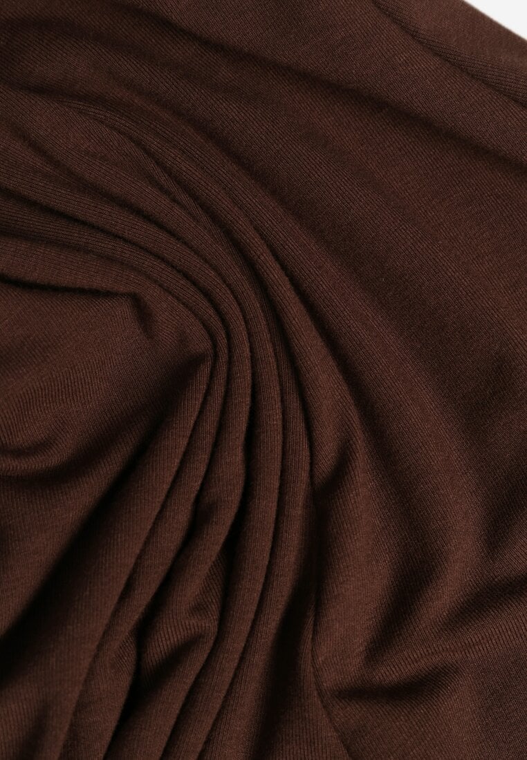 Brązowa Rozkloszowana Sukienka z Bawełny Tusmala