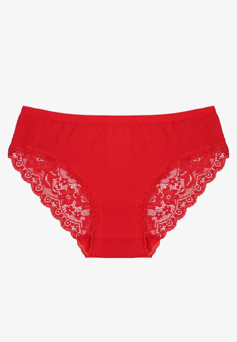 Czerwone Majtki Figi z Koronkowymi Wstawkami Amiora
