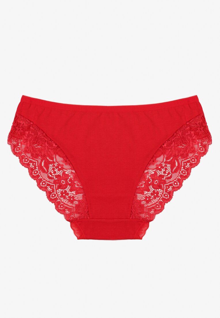 Czerwone Majtki Figi z Koronkowymi Wstawkami Amiora