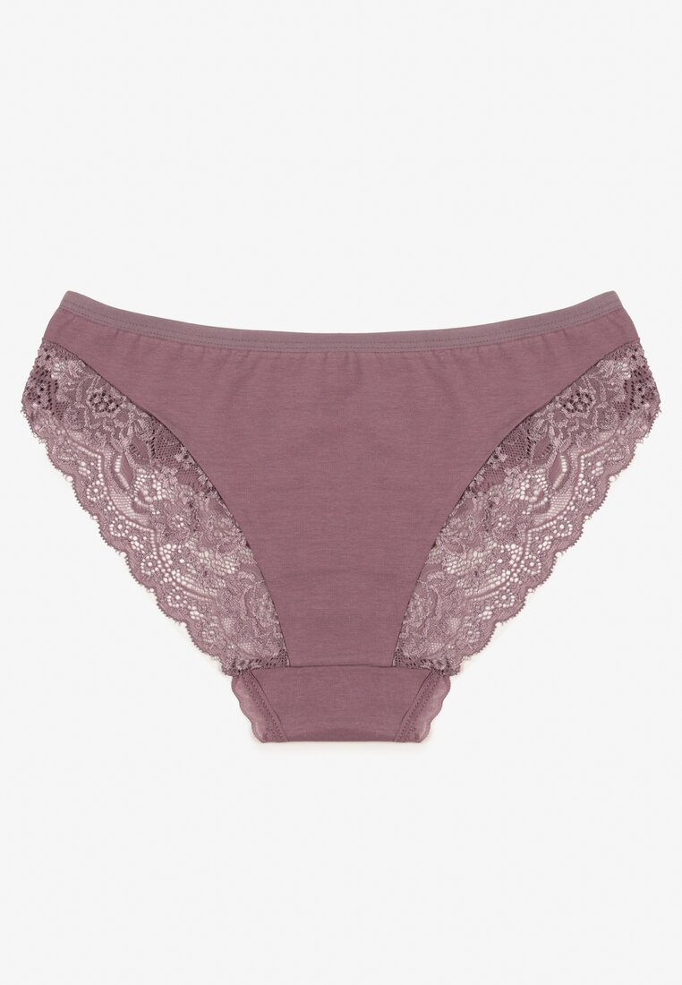 Fioletowe Majtki Figi z Koronkowymi Wstawkami Amiora