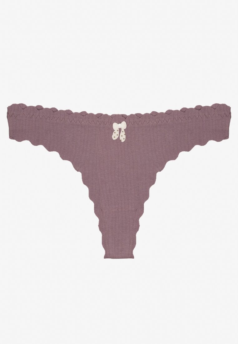 Fioletowe Prążkowane Majtki Stringi z Bawełny Ilweda