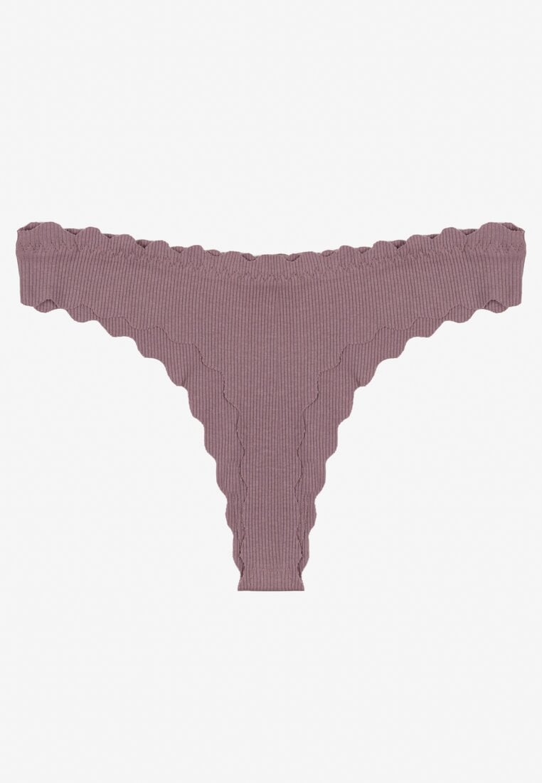 Fioletowe Prążkowane Majtki Stringi z Bawełny Ilweda