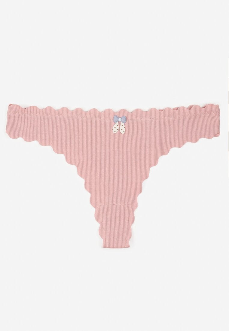 Ciemnoróżowe Prążkowane Majtki Stringi z Bawełny Ilweda