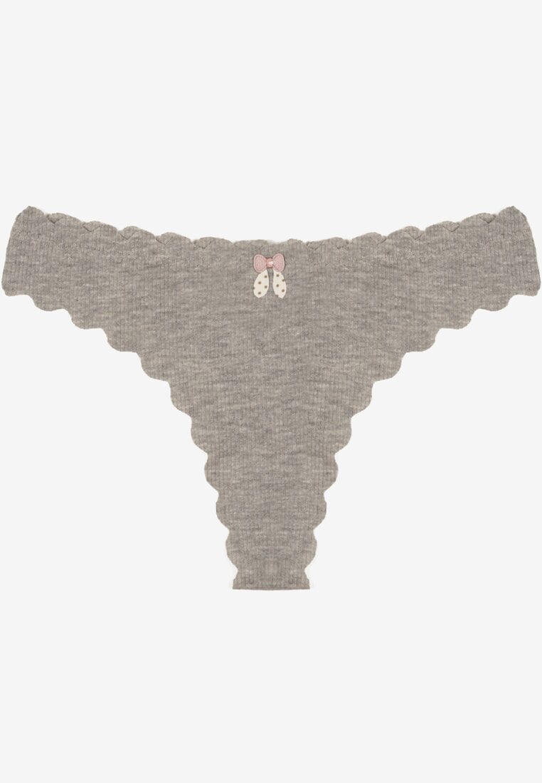 Szare Prążkowane Majtki Stringi z Bawełny Ilweda