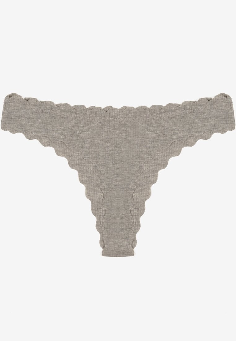 Szare Prążkowane Majtki Stringi z Bawełny Ilweda
