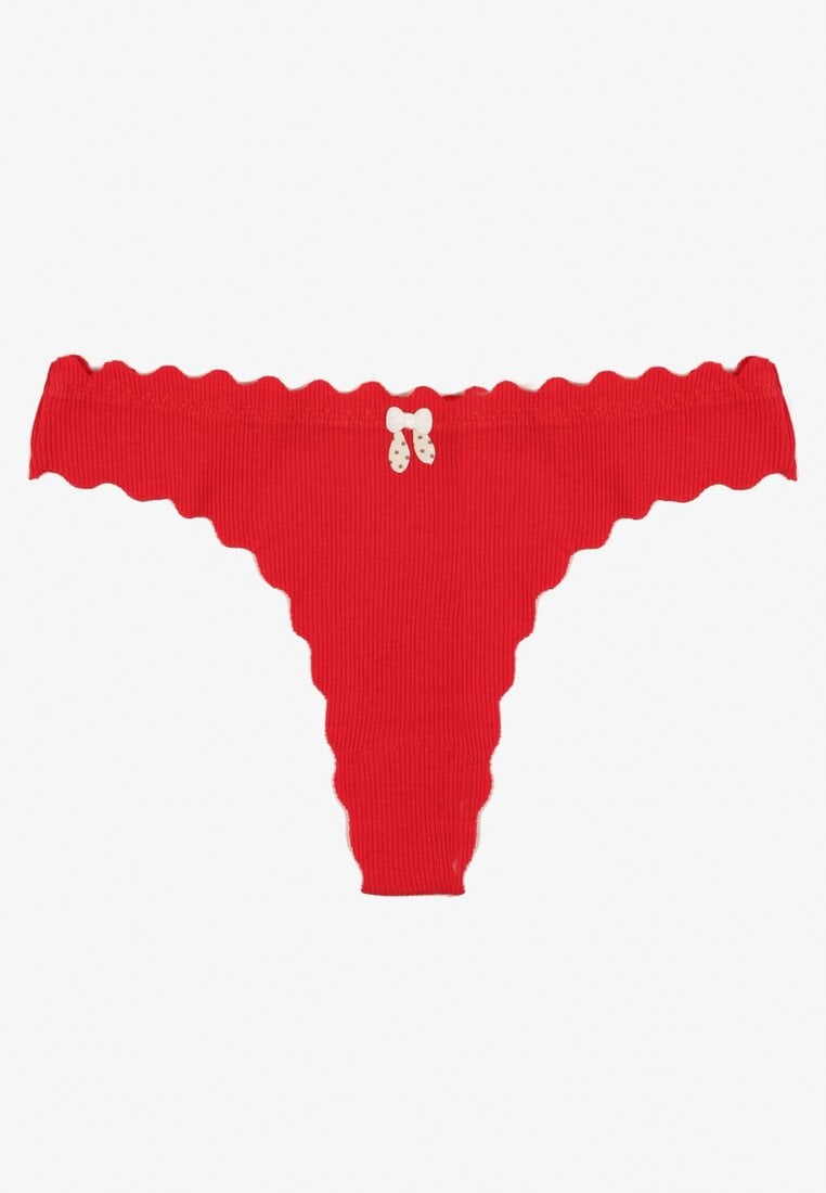 Czerwone Prążkowane Majtki Stringi z Bawełny Ilweda
