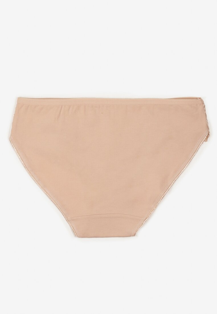 Beżowe Bawełniane Majtki Figi o Klasycznym Fasonie Venalice