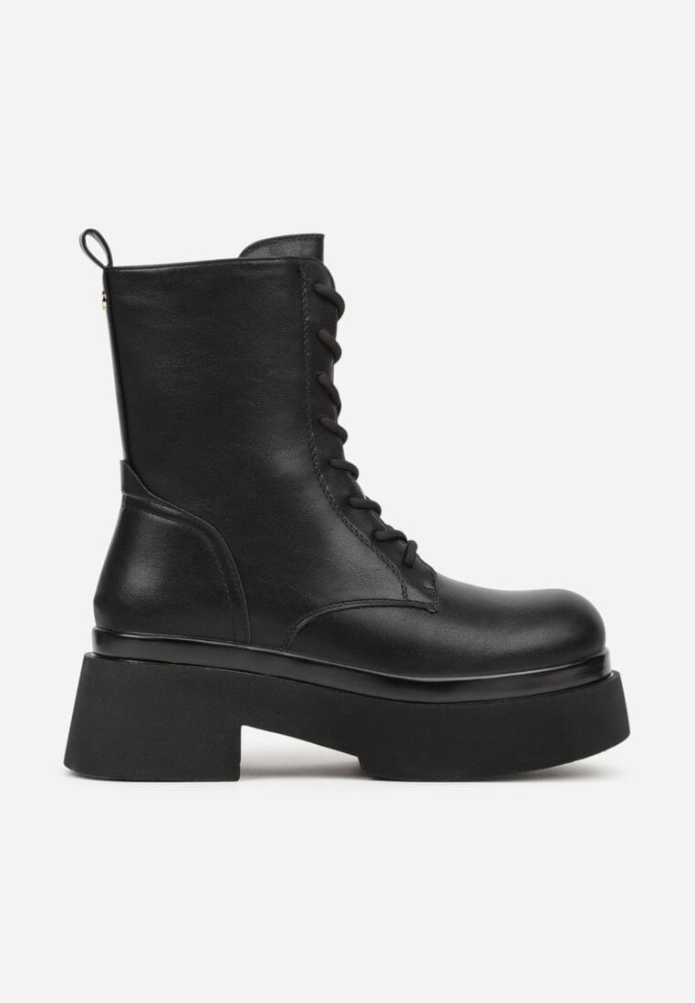 Czarne Botki Workery na Platformie Tusella