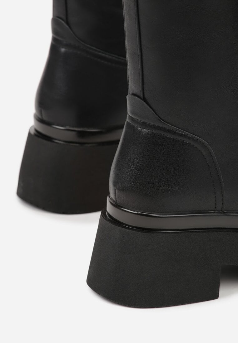 Czarne Botki Workery na Platformie Tusella