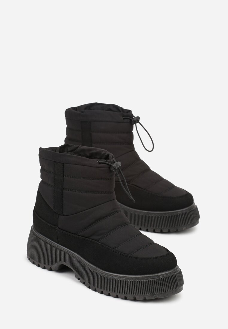 Czarne Pikowane Śniegowce ze Ściągaczem Monivella