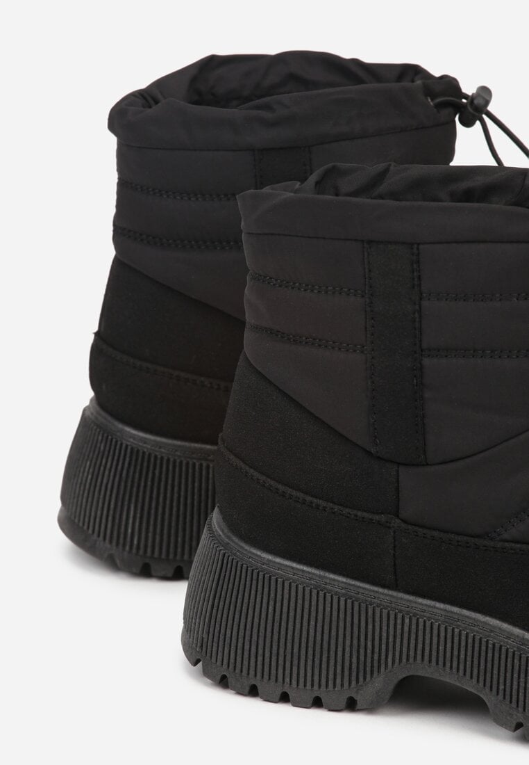 Czarne Pikowane Śniegowce ze Ściągaczem Monivella