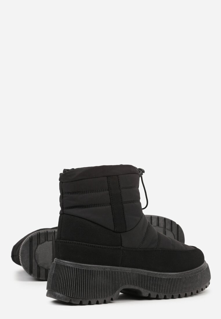 Czarne Pikowane Śniegowce ze Ściągaczem Monivella