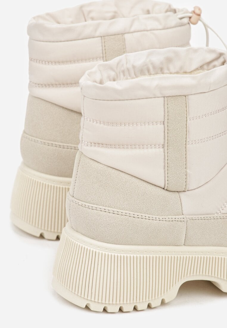 Beżowe Pikowane Śniegowce ze Ściągaczem Monivella