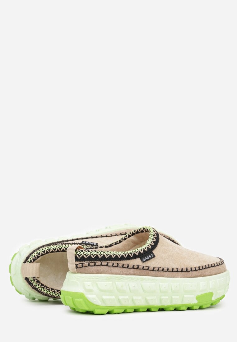 Zielone Śniegowce na Platformie z Tłoczeniem i Niską Cholewką Violova