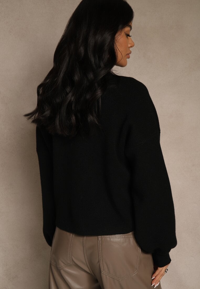 Czarny Golf Ozdobiony Ściągaczami Wedena