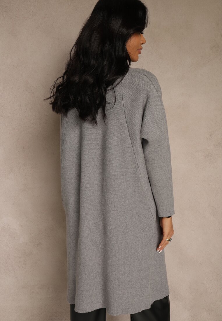 Szary Niezapinany Casualowy Kardigan Felltusa