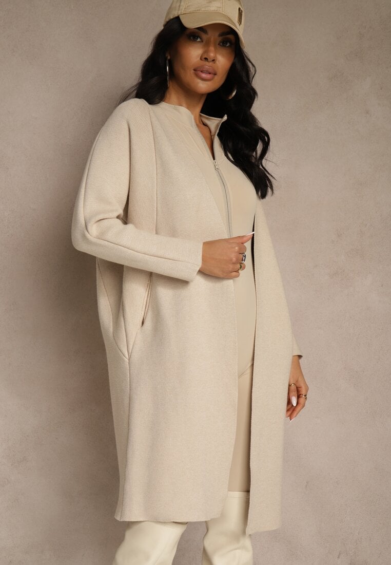 Beżowy Niezapinany Casualowy Kardigan Felltusa