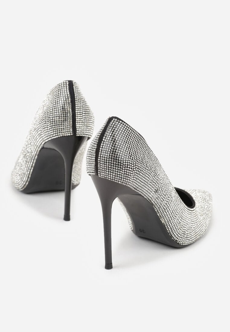 Czarne Eleganckie Szpilki Ozdobione Cyrkoniami Anwedasa