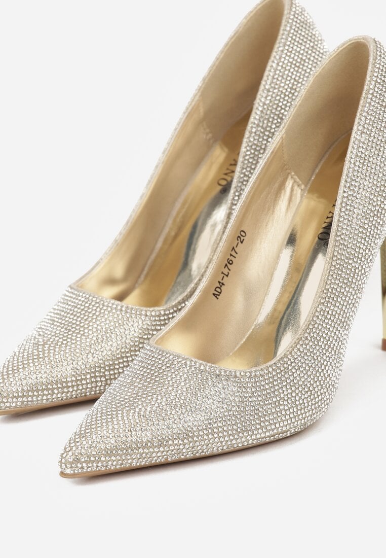 Złote Eleganckie Szpilki Ozdobione Cyrkoniami Anwedasa