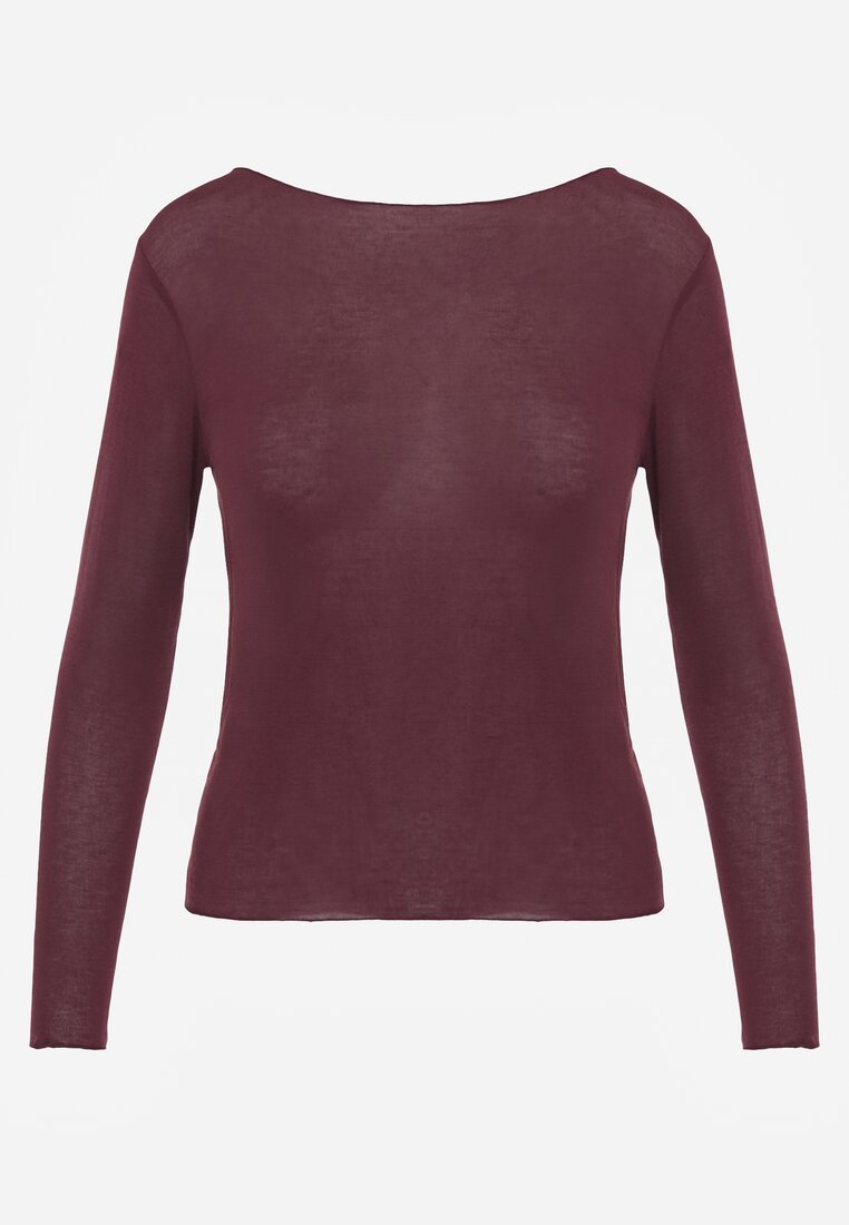 Bordowa Bluzka Longsleeve z Wiskozy i Kaszmiru Unelle