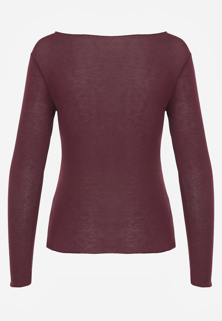 Bordowa Bluzka Longsleeve z Wiskozy i Kaszmiru Unelle