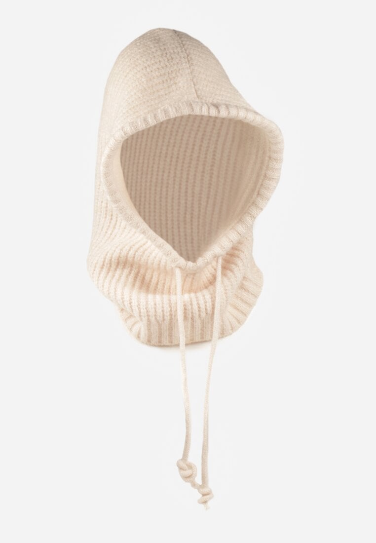 Beżowy Czapka Balaclava z Wełną i Ściągaczami Linobra