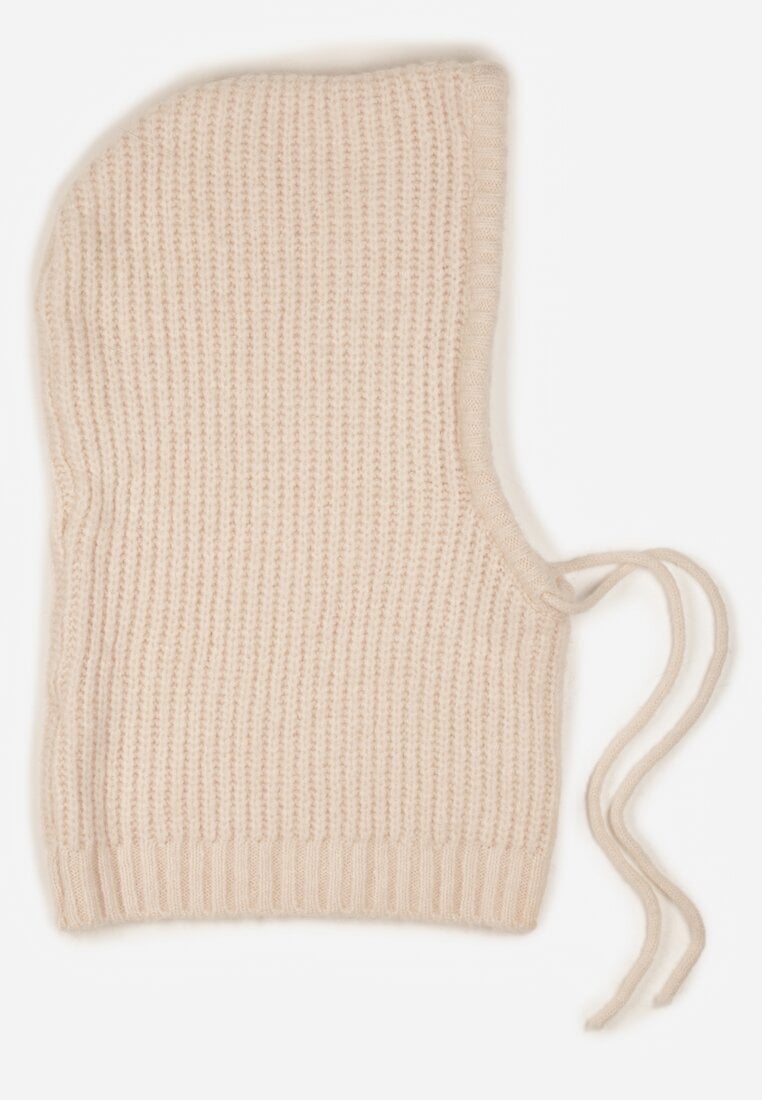 Beżowy Czapka Balaclava z Wełną i Ściągaczami Linobra