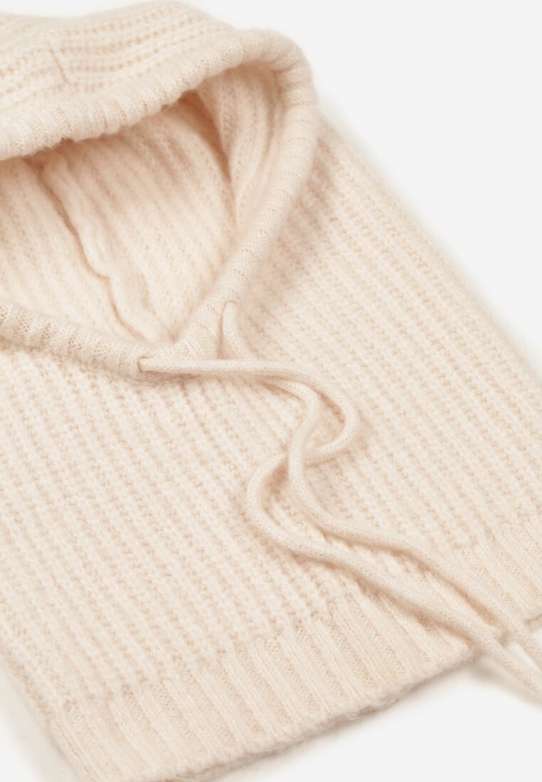 Beżowy Czapka Balaclava z Wełną i Ściągaczami Linobra