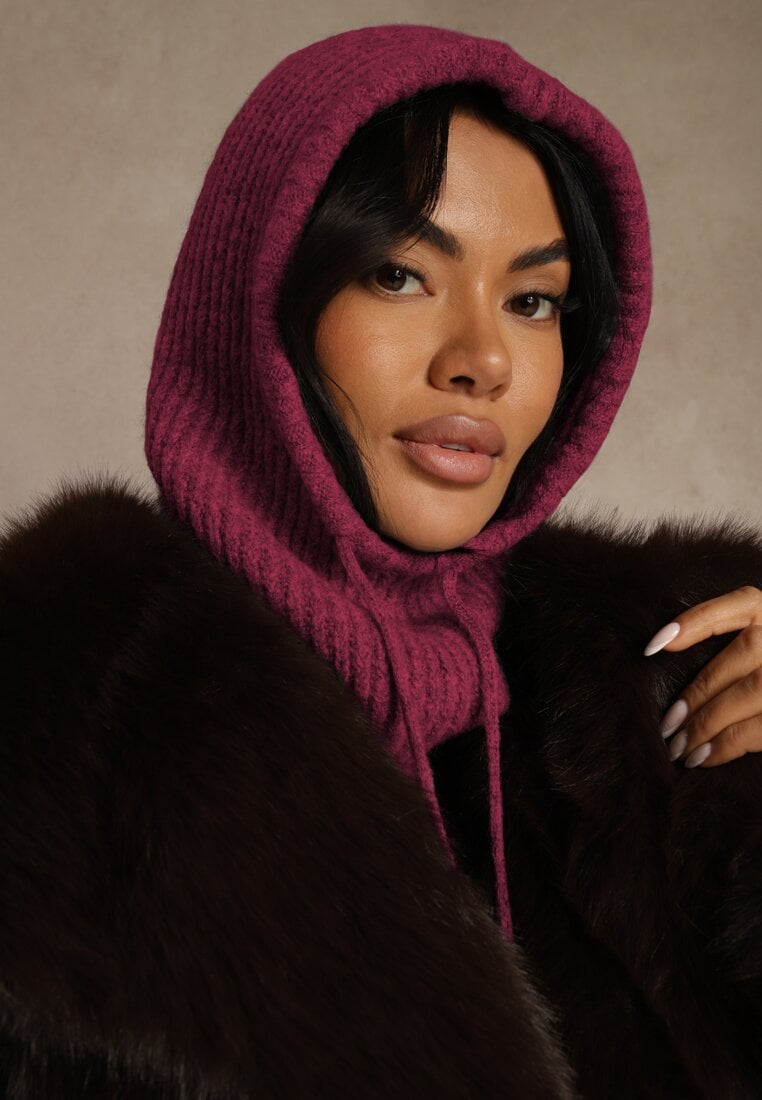 Ciemnofioletowa Czapka Balaclava z Wełną i Ściągaczami Linobra