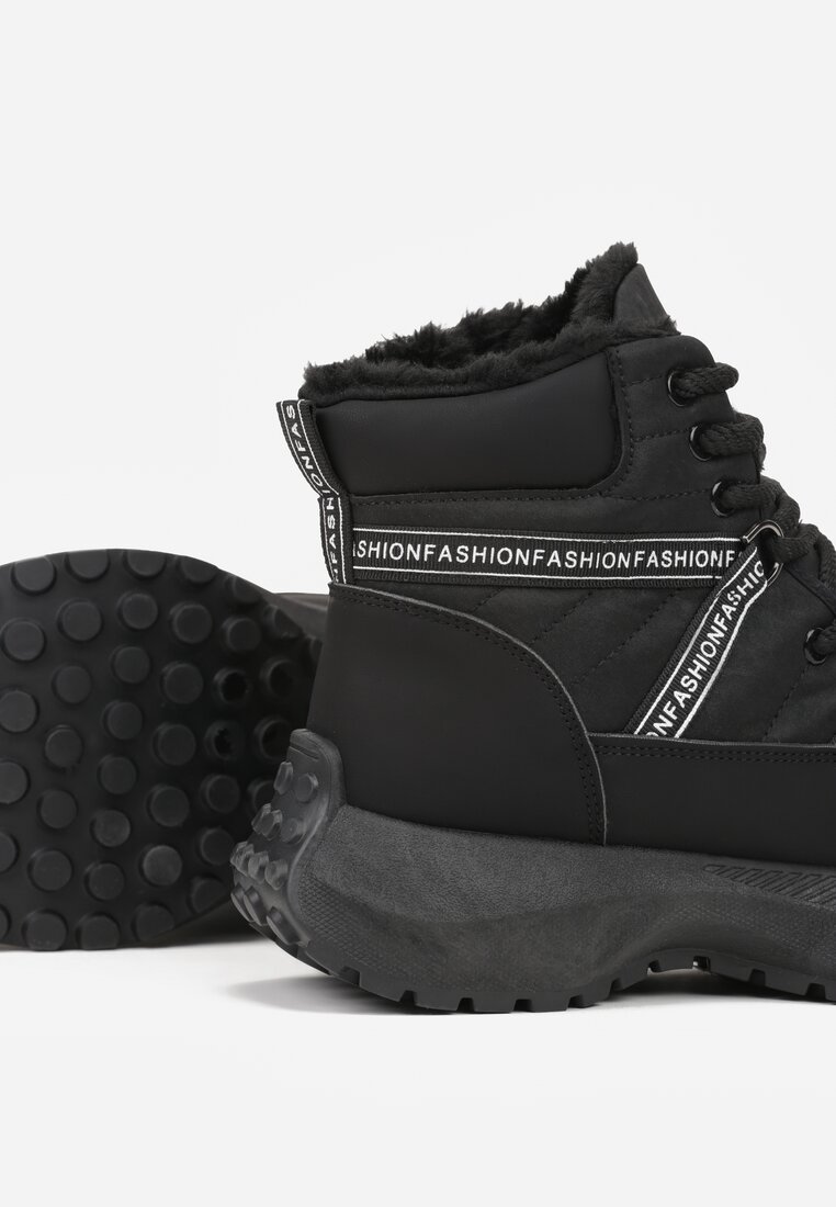 Czarne Sportowe Śniegowce Chunky na Platformie Ishweda