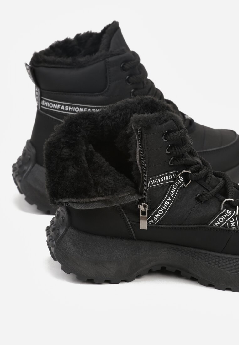 Czarne Sportowe Śniegowce Chunky na Platformie Ishweda