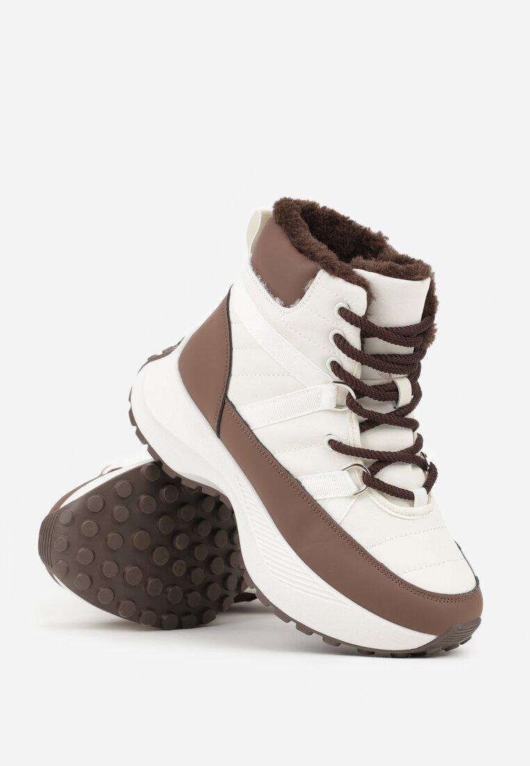 Beżowo-Brązowe Sportowe Śniegowce Chunky na Platformie Ishweda