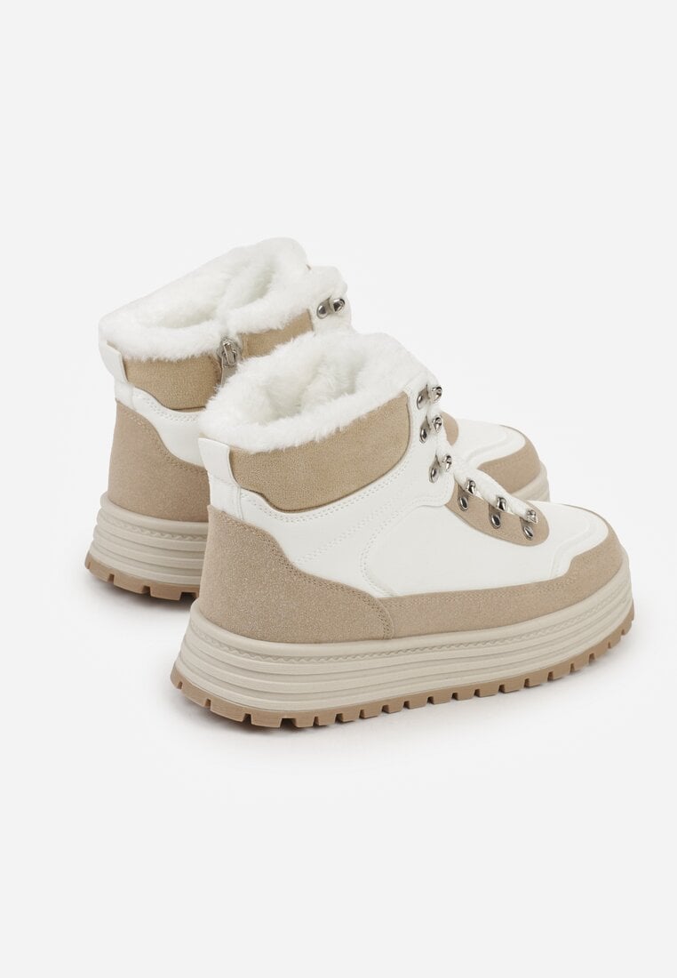 Białe Sneakersy w Stylu Traperów na Platformie Ewedora