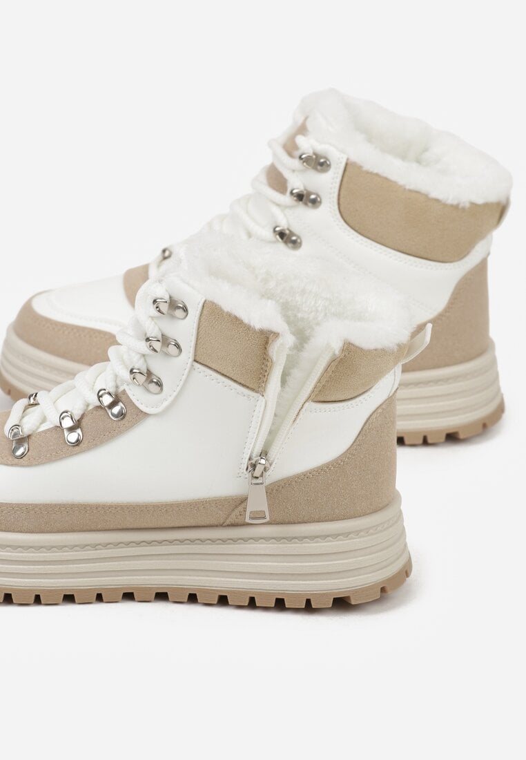 Białe Sneakersy w Stylu Traperów na Platformie Ewedora