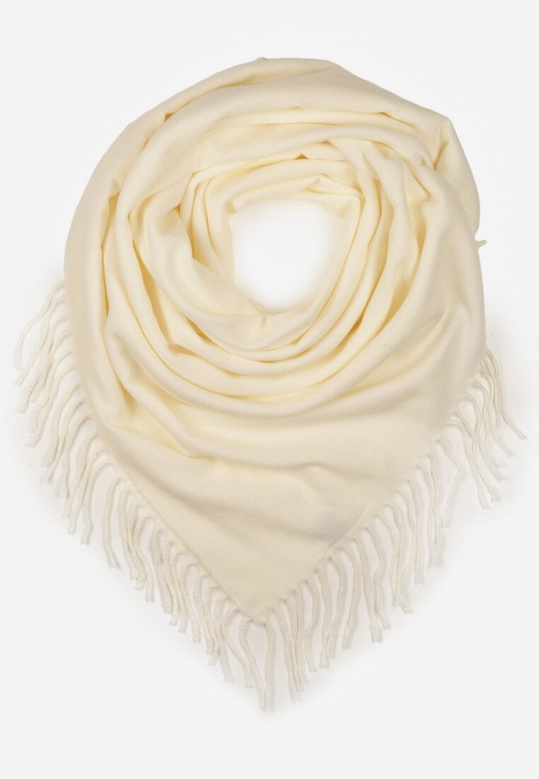 Jasnobeżowy Klasyczny Szalik Zakończony Frędzlami Vetiele