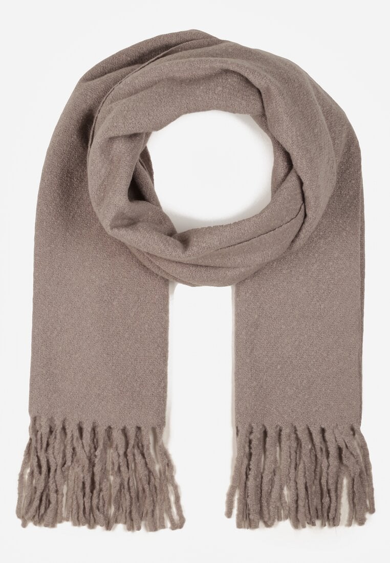 Szary Gładki Szalik z Frędzlami Vetimare