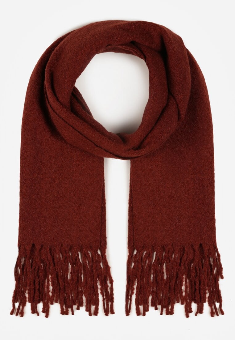 Bordowy Gładki Szalik z Frędzlami Vetimare