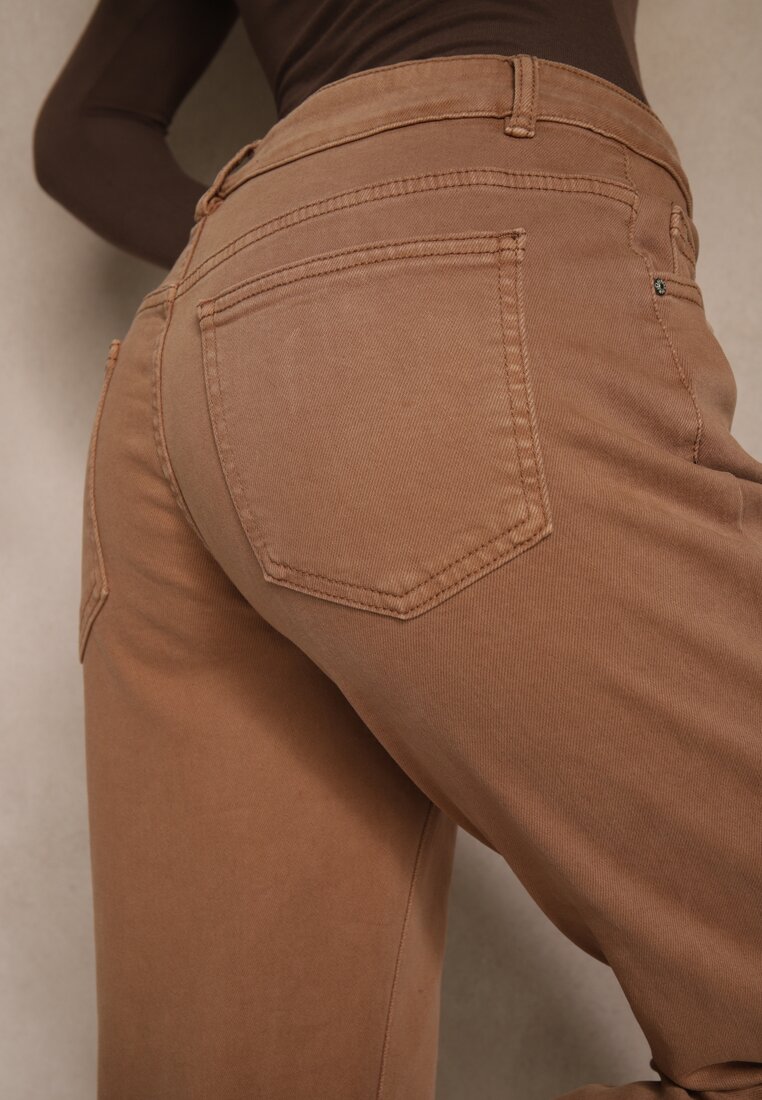 Brązowe Jeansy Mom Fit High Waist Kasena