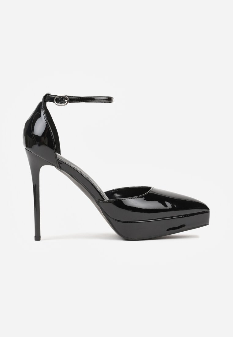 Czarne Szpilki Lakierowane z Platformą Nilafera