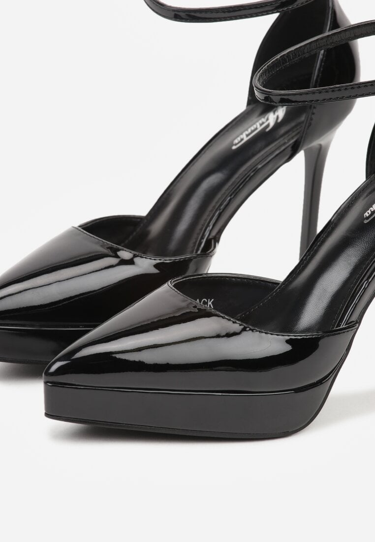 Czarne Szpilki Lakierowane z Platformą Nilafera