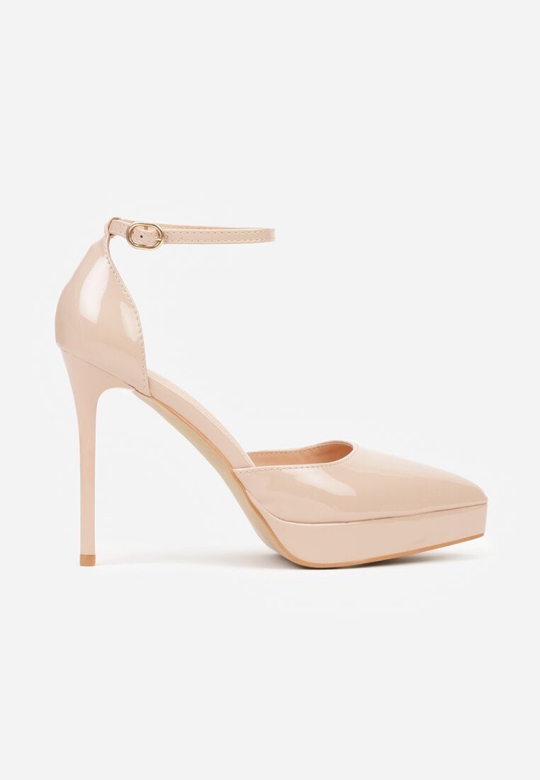Beżowe Szpilki Lakierowane z Platformą Nilafera