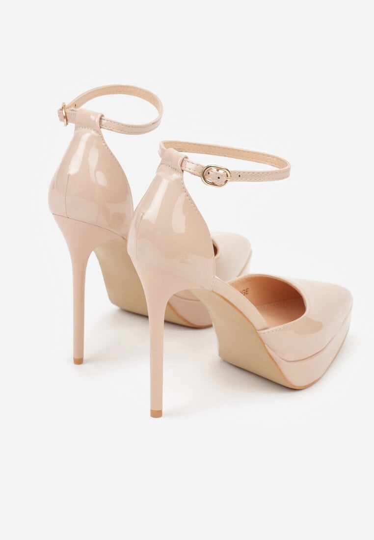 Beżowe Szpilki Lakierowane z Platformą Nilafera