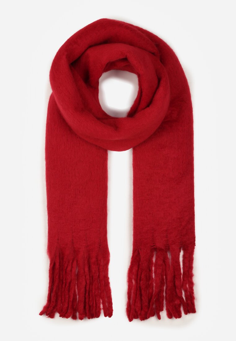 Bordowy Szalik Ozdobiony Frędzlami Esalirea