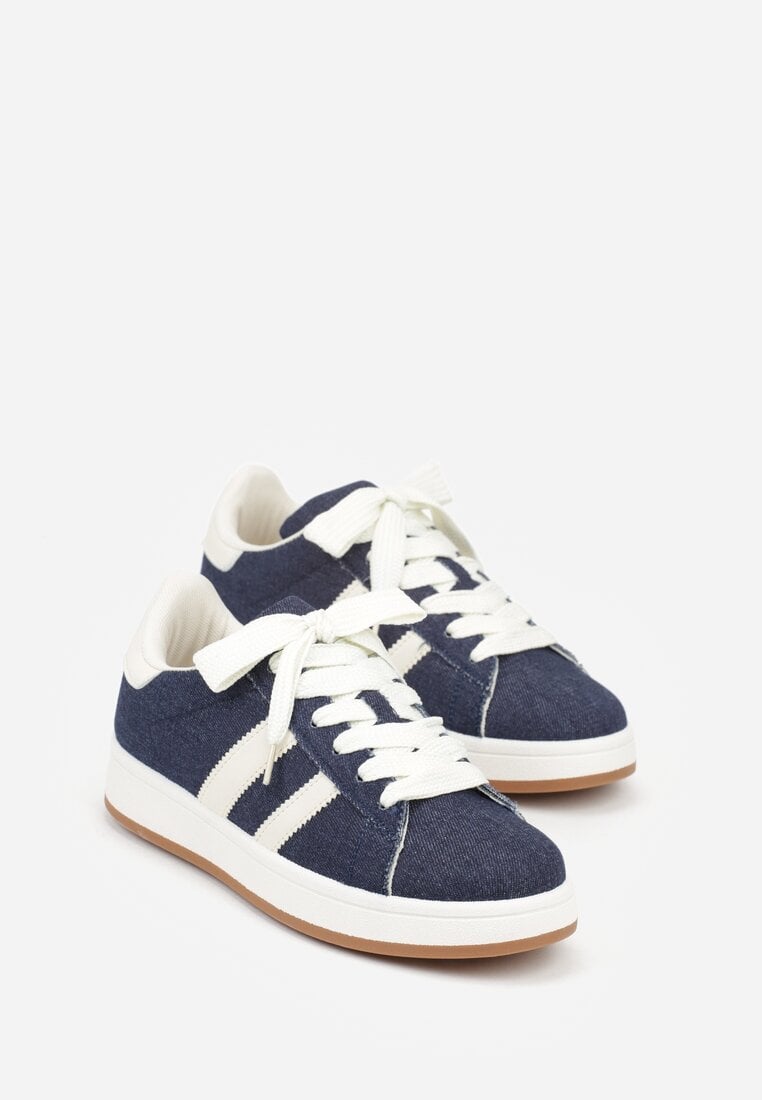 Granatowe Sneakersy Ozdobione Paskami Dolirenna