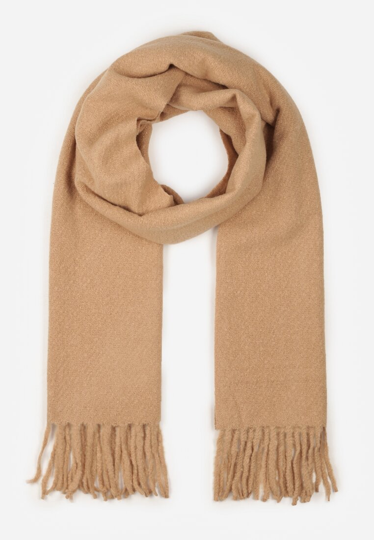 Brązowy Gładki Szalik z Frędzlami Vetimare