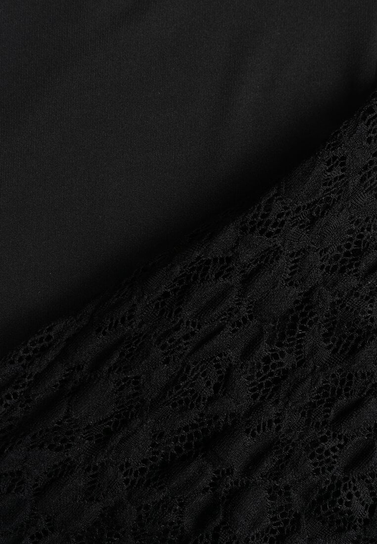 Czarna Elegancka Sukienka z Koronki z Odkrytymi Plecami Lilafera